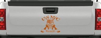 USMC United States Marine Corps Warlords Punisher Skull US Flag Crossed AR15 Guns Military Car or Truck Window Vinyl Decal Sticker (Nut Brown)