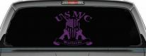 USMC United States Marine Corps Warlords Punisher Skull US Flag Crossed AR15 Guns Military Car or Truck Window Decal Sticker (Violet)