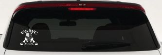 USMC United States Marine Corps Warlords Punisher Skull US Flag Crossed AR15 Guns Military Car or Truck Window Vinyl Decal Sticker (White)