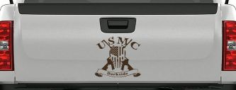 USMC United States Marine Corps Darkside Punisher Skull US Flag Crossed AR15 Guns Military Car or Truck Window Vinyl Decal Sticker (Brown)