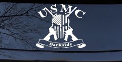 USMC United States Marine Corps Darkside Punisher Skull US Flag Crossed AR15 Guns Military Car or Truck Window Decal Sticker