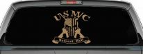 USMC United States Marine Corps Retreat Hell Punisher Skull US Flag Crossed AR15 Guns Military Car or Truck Window Vinyl Decal Sticker (Light Brown)