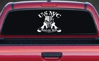 USMC United States Marine Corps Retreat Hell Punisher Skull US Flag Crossed AR15 Guns Military Car or Truck Window Decal Sticker