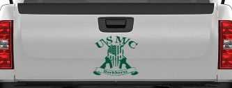 USMC United States Marine Corps Darkhorse Punisher Skull US Flag Crossed AR15 Guns Military Car or Truck Window Decal Sticker (Dark Green)