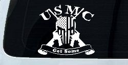 USMC United States Marine Corps Get Some Punisher Skull US Flag Crossed AR15 Guns Military Car or Truck Window Decal Sticker
