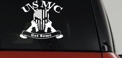 USMC United States Marine Corps Get Some Punisher Skull US Flag Crossed AR15 Guns Military Car or Truck Window Vinyl Decal Sticker