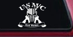 USMC United States Marine Corps Get Some Punisher Skull US Flag Crossed AR15 Guns Military Car or Truck Window Decal Sticker