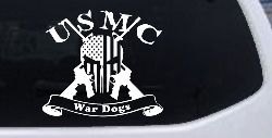 USMC United States Marine Corps War Dogs Punisher Skull US Flag Crossed AR15 Guns Military Car or Truck Window Decal Sticker