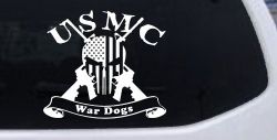 USMC United States Marine Corps War Dogs Punisher Skull US Flag Crossed AR15 Guns Military Car or Truck Window Decal Sticker