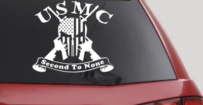 USMC United States Marine Corps Second To None Punisher Skull US Flag Crossed AR15 Guns Military Car or Truck Window Vinyl Decal Sticker