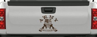 ARMY Rangers Lead the Way Punisher Skull US American Flag Crossed AR15 Guns Military Car or Truck Window Decal Sticker (Brown)