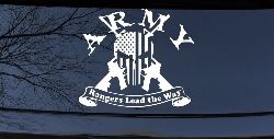 ARMY Rangers Lead the Way Punisher Skull US American Flag Crossed AR15 Guns Military Car or Truck Window Decal Sticker