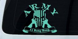 ARMY 11 Bang Bang Punisher Skull US American Flag Crossed AR15 Guns Military Car or Truck Window Vinyl Decal Sticker (Mint)