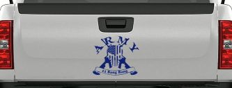 ARMY 11 Bang Bang Punisher Skull US American Flag Crossed AR15 Guns Military Car or Truck Window Vinyl Decal Sticker (Navy)