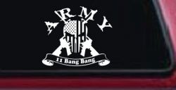 ARMY 11 Bang Bang Punisher Skull US American Flag Crossed AR15 Guns Military Car or Truck Window Decal Sticker