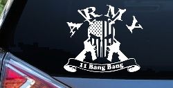 ARMY 11 Bang Bang Punisher Skull US American Flag Crossed AR15 Guns Military Car or Truck Window Decal Sticker