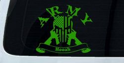 ARMY Hooah Punisher Skull US American Flag Crossed AR15 Guns Military Car or Truck Window Decal Sticker (Lime)