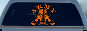 ARMY Hooah Punisher Skull US American Flag Crossed AR15 Guns Military Car or Truck Window Decal Sticker (Orange)