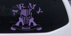 ARMY Hooah Punisher Skull US American Flag Crossed AR15 Guns Military Car or Truck Window Vinyl Decal Sticker (Purple)