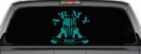 ARMY Hooah Punisher Skull US American Flag Crossed AR15 Guns Military Car or Truck Window Decal Sticker (Turquoise)