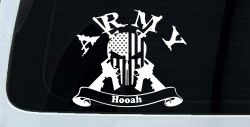 ARMY Hooah Punisher Skull US American Flag Crossed AR15 Guns Military Car or Truck Window Decal Sticker