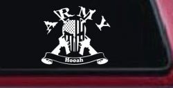 ARMY Hooah Punisher Skull US American Flag Crossed AR15 Guns Military Car or Truck Window Decal Sticker