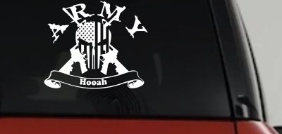 ARMY Hooah Punisher Skull US American Flag Crossed AR15 Guns Military Car or Truck Window Vinyl Decal Sticker