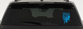 Worn Tattered American US Flag With Eagle Country Car or Truck Window Decal Sticker (Blue)