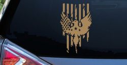 Worn Tattered American US Flag With Eagle Country Car or Truck Window Vinyl Decal Sticker (Light Brown)