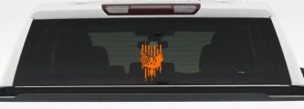Worn Tattered American US Flag With Eagle Country Car or Truck Window Vinyl Decal Sticker (Orange)