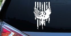 Worn Tattered American US Flag With Eagle Country Car or Truck Window Decal Sticker