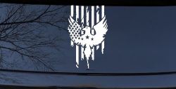 Worn Tattered American US Flag With Eagle Country Car or Truck Window Decal Sticker