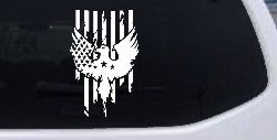 Worn Tattered American US Flag With Eagle Country Car or Truck Window Decal Sticker