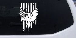 Worn Tattered American US Flag With Eagle Country Car or Truck Window Decal Sticker