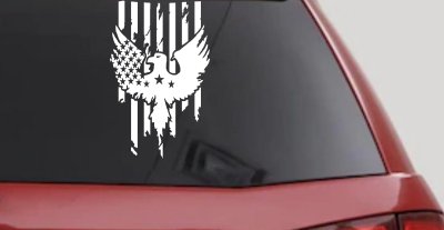 Worn Tattered American US Flag With Eagle Country Car or Truck Window Vinyl Decal Sticker