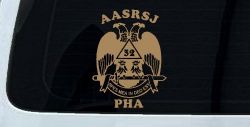 Scottish Rite Wings 32nd AASRSJ PHA Other Car or Truck Window Decal Sticker (Light Brown)