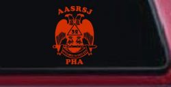 Scottish Rite Wings 32nd AASRSJ PHA Other Car or Truck Window Decal Sticker (Orange Red)