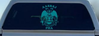 Scottish Rite Wings 32nd AASRSJ PHA Other Car or Truck Window Vinyl Decal Sticker (Turquoise Blue)