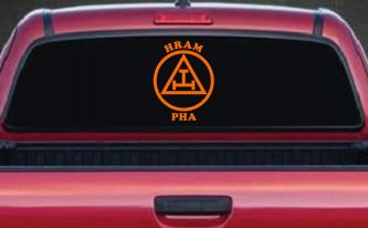 York Rite Emblem HRAM PHA Car or Truck Window Decal Sticker (Orange)
