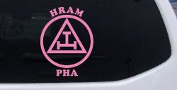 York Rite Emblem HRAM PHA Car or Truck Window Decal Sticker (Pink)