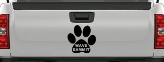 Dog or Cat Paw Print Wave Dammit Car or Truck Window Vinyl Decal Sticker (Black)