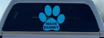 Dog or Cat Paw Print Wave Dammit Car or Truck Window Vinyl Decal Sticker (Blue)