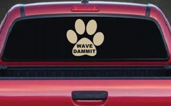 Dog or Cat Paw Print Wave Dammit Car or Truck Window Vinyl Decal Sticker (Desert Sand)