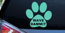 Dog or Cat Paw Print Wave Dammit Car or Truck Window Vinyl Decal Sticker (Mint)