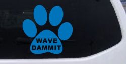 Dog or Cat Paw Print Wave Dammit Car or Truck Window Vinyl Decal Sticker (Sky Blue)