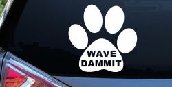 Dog or Cat Paw Print Wave Dammit Car or Truck Window Decal Sticker