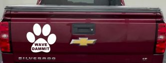 Dog or Cat Paw Print Wave Dammit Car or Truck Window Decal Sticker (White)