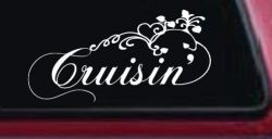 Cruisin With Swirl Hearts and Vines Car or Truck Window Decal Sticker
