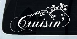 Cruisin With Swirl Hearts and Vines Car or Truck Window Decal Sticker