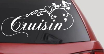 Cruisin With Swirl Hearts and Vines Car or Truck Window Vinyl Decal Sticker